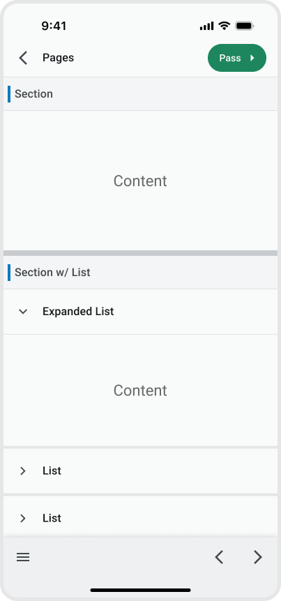 Sectionize Page w/ List